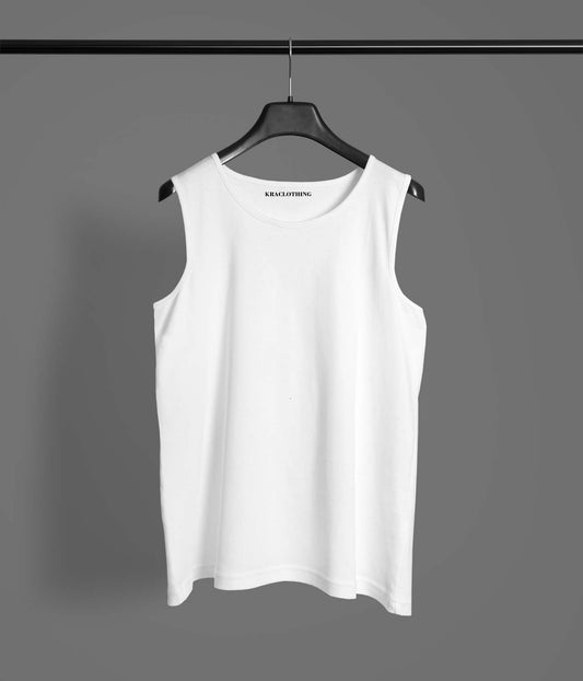 KRACLOTHING Classic White Sleeveless Tank Top #10